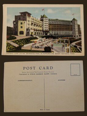 POSTCARD SALE 10/$20 Banff Byron Harmon Chateau Lake Louise Pool Linen Postcard